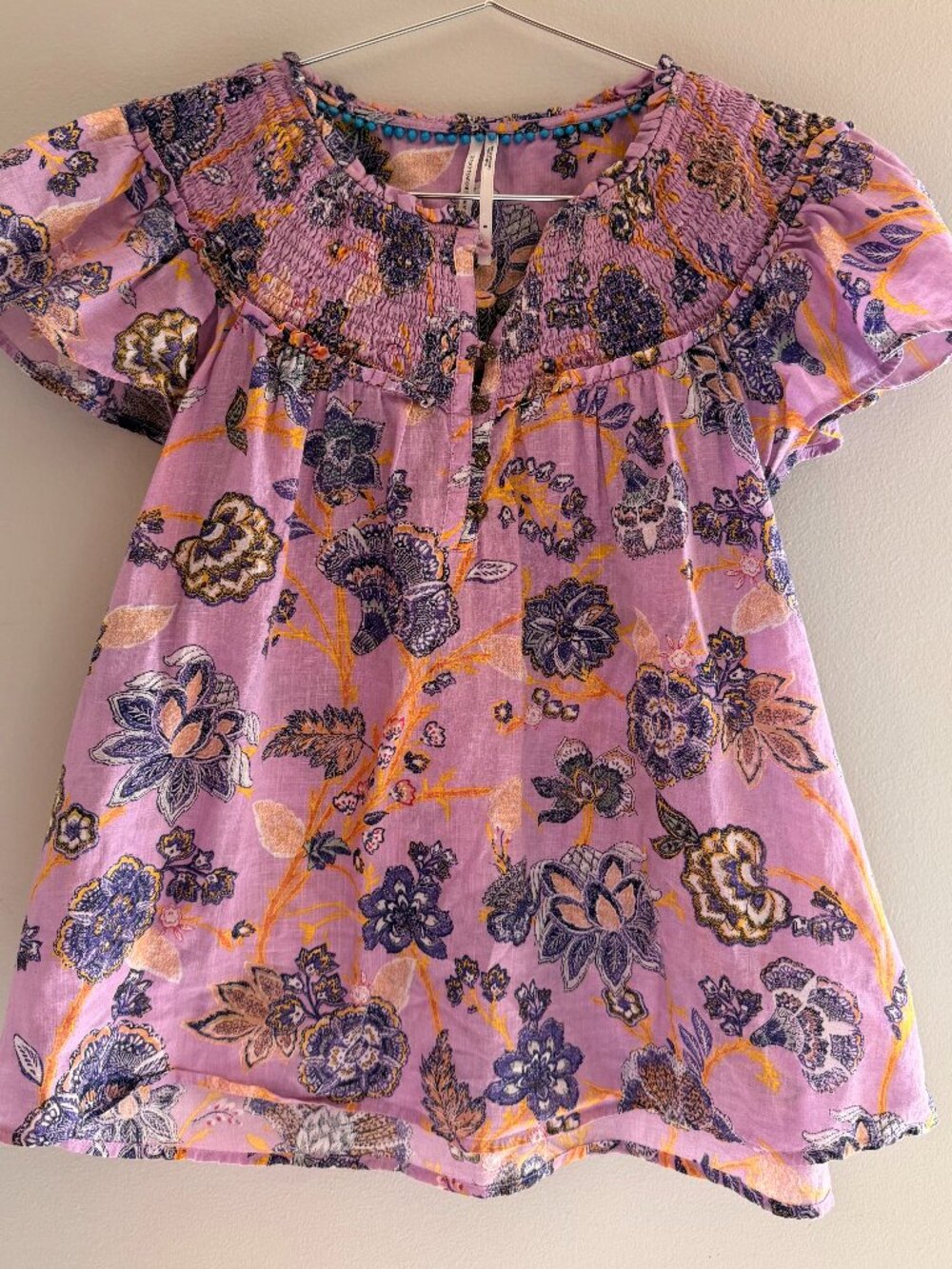 Anthropologie Smocked Ruffle Blouse